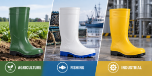 PVC work boots for agriculture fishing and industrial use