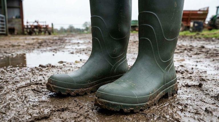 PVC farm boots for agricultural and muddy work environments