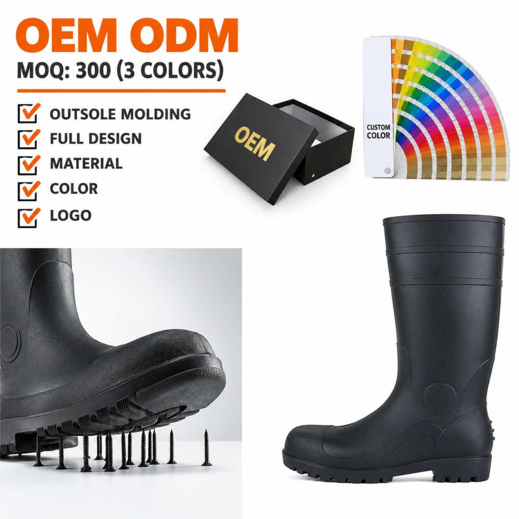 existing and custom rain boot options for OEM buyers