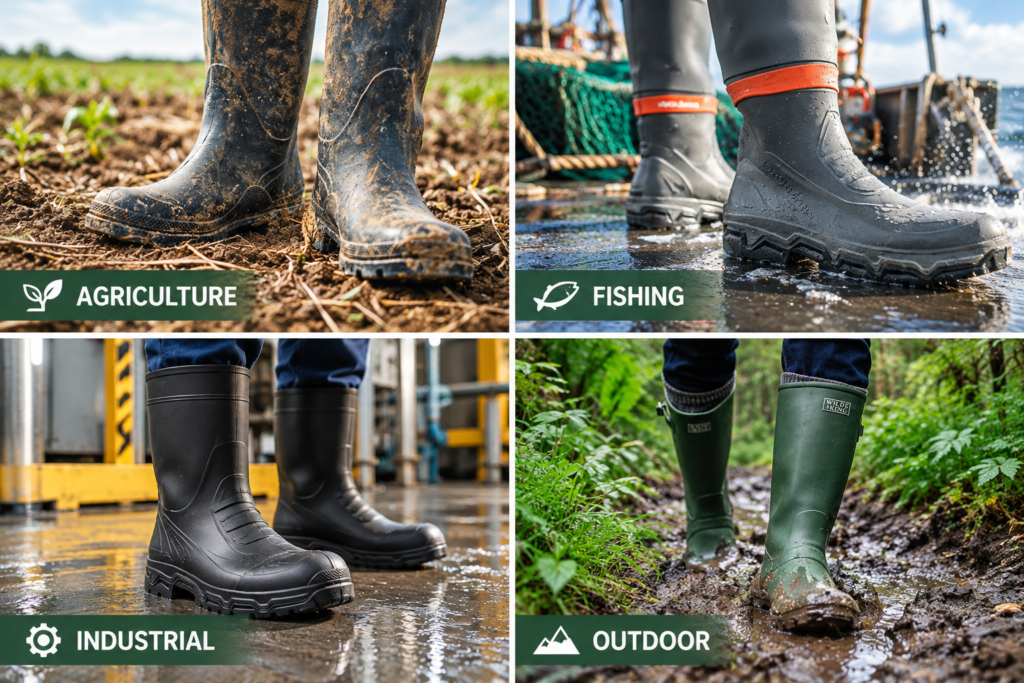 wholesale rubber boots for agricultural fishing industrial and outdoor markets