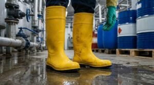 PVC safety boots for industrial work environments