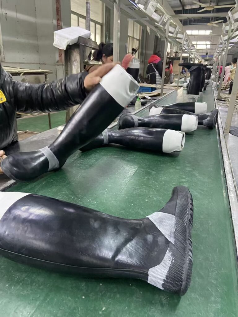 rubber boots manufacturing process in factory