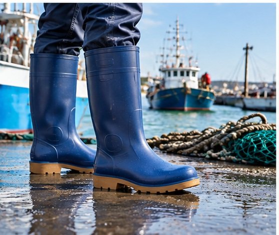 PVC fishing boots for fishing aquaculture and seafood processing applications
