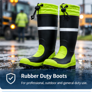 Rubber duty boots for professional outdoor and wet work applications