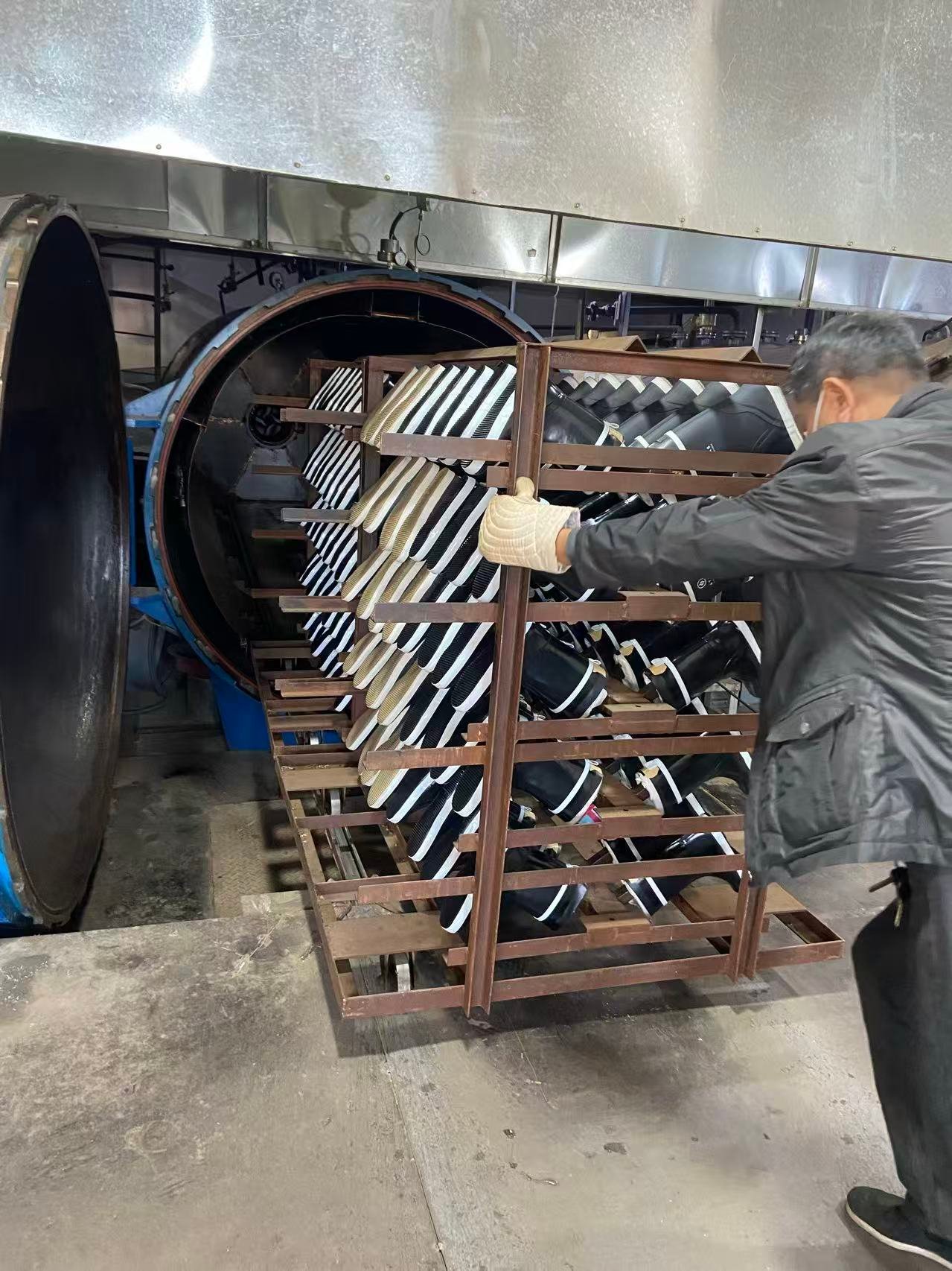 rubber boot assembly during manufacturing