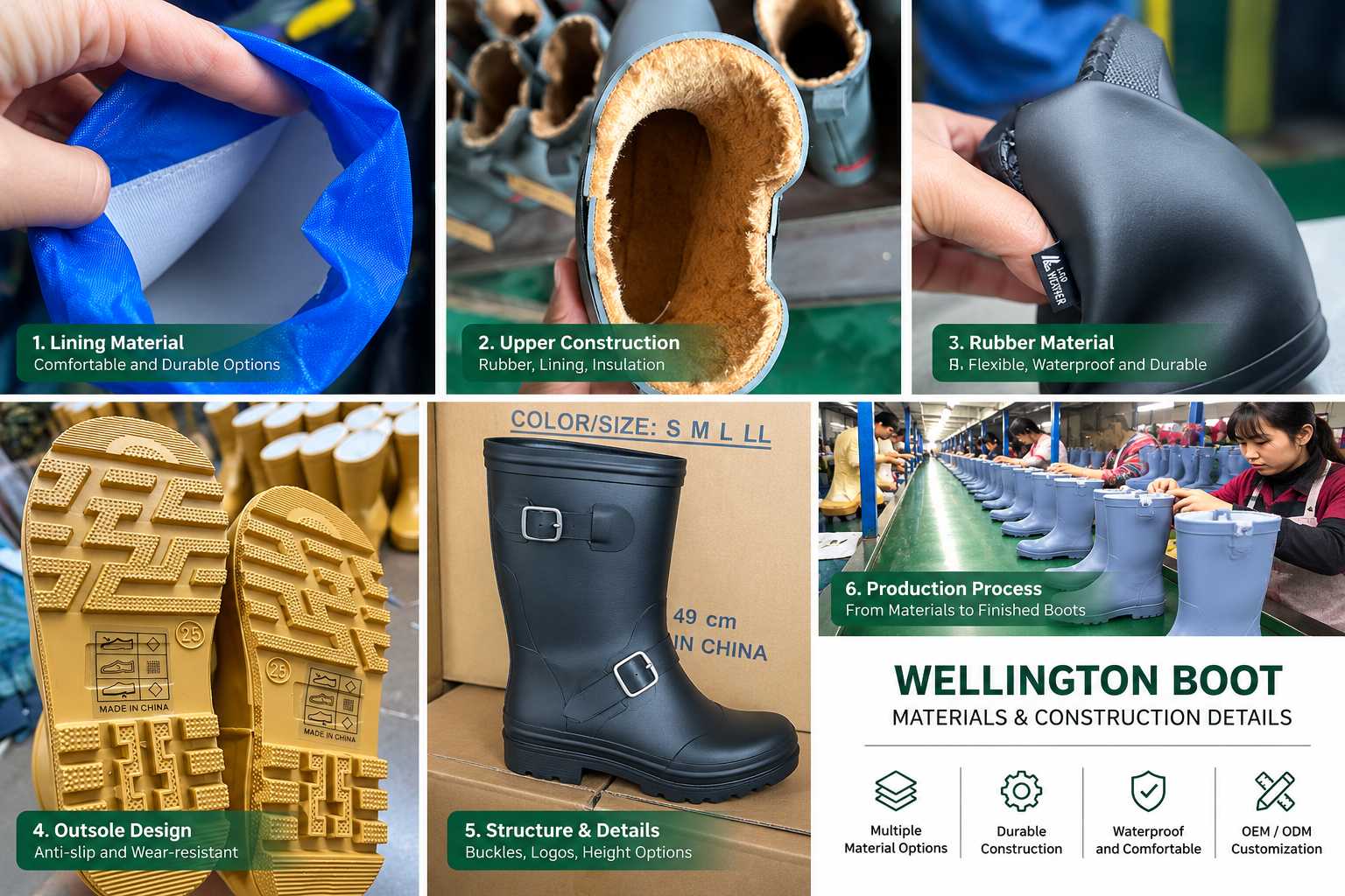 wellington boot materials and construction options